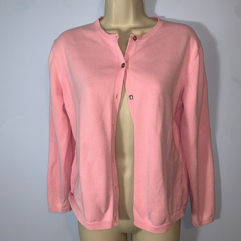 Lands end vintage cotton soft Pink Women's Sweater medium Hong Kong